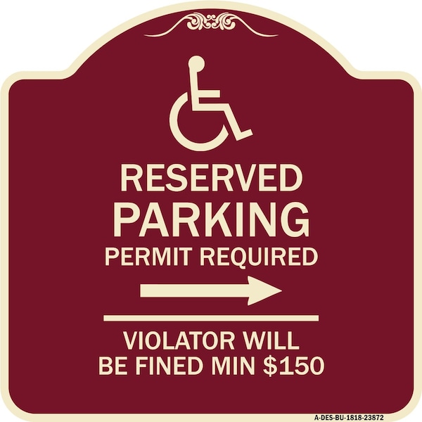 Signmission Modern Isa Connecticut Reserved Parking Permit Required Violators Fin Alum, 18" x 18", BU-1818-23872 A-DES-BU-1818-23872 - main
